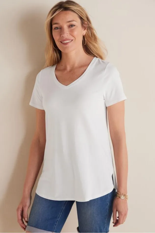 Women Soft Essential Supima Isabel Short Sleeve Tunic Rumba Red Soft Surroundings Tops Women Soft Essential Supima Isabel Short Sleeve Tunic Rumba Red Soft Surroundings Tops