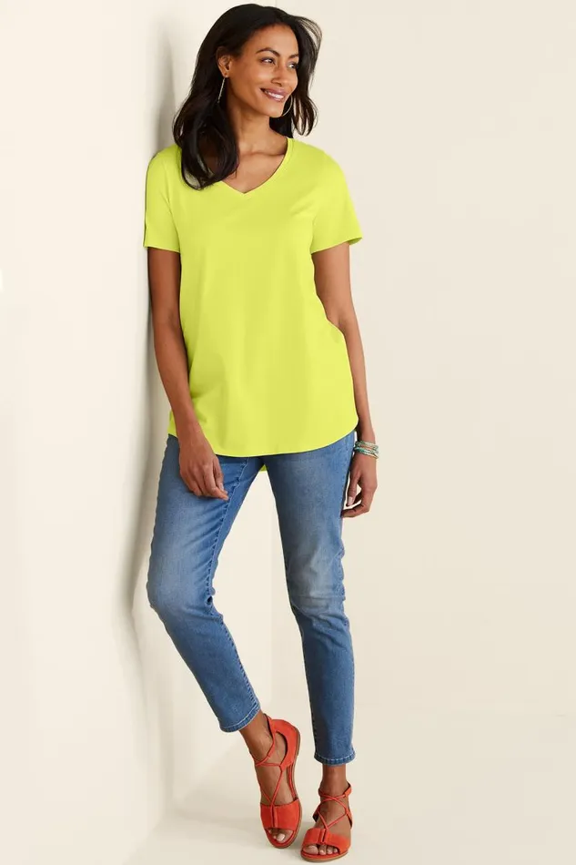 Women Soft Essential Supima Isabel Short Sleeve Tunic Rumba Red Soft Surroundings Tops Women Soft Essential Supima Isabel Short Sleeve Tunic Rumba Red Soft Surroundings Tops