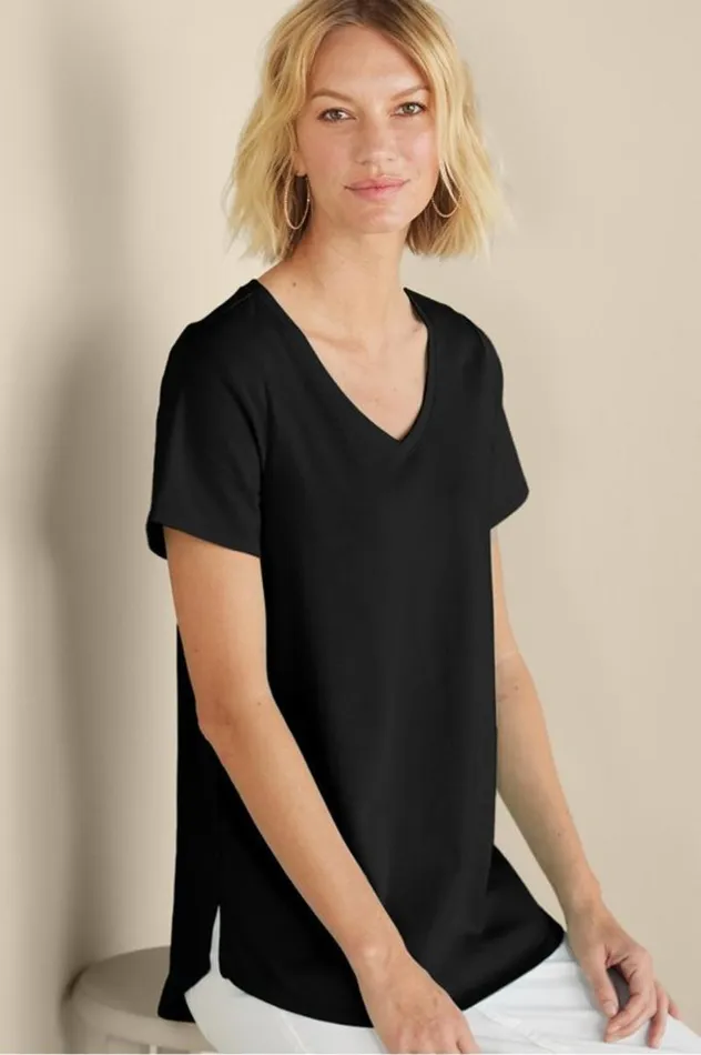 Women Soft Essential Supima Isabel Short Sleeve Tunic Rumba Red Soft Surroundings Tops Women Soft Essential Supima Isabel Short Sleeve Tunic Rumba Red Soft Surroundings Tops