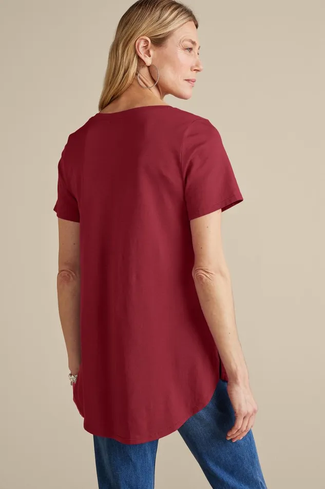 Women Soft Essential Supima Isabel Short Sleeve Tunic Rumba Red Soft Surroundings Tops Women Soft Essential Supima Isabel Short Sleeve Tunic Rumba Red Soft Surroundings Tops