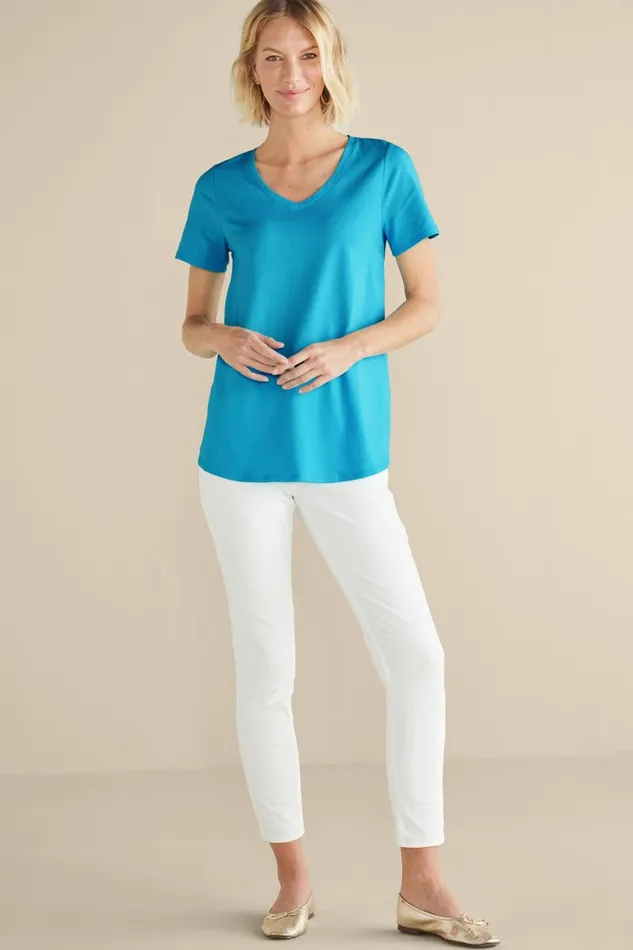 Women Soft Essential Supima Isabel Short Sleeve Tunic Rumba Red Soft Surroundings Tops Women Soft Essential Supima Isabel Short Sleeve Tunic Rumba Red Soft Surroundings Tops