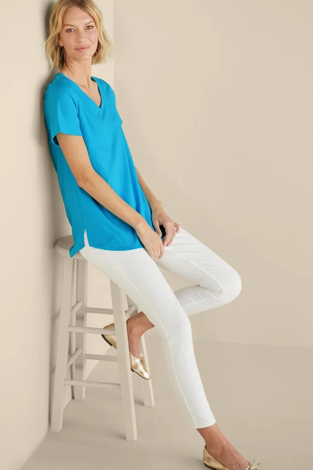 Women Soft Essential Supima Isabel Short Sleeve Tunic Rumba Red Soft Surroundings Tops Women Soft Essential Supima Isabel Short Sleeve Tunic Rumba Red Soft Surroundings Tops