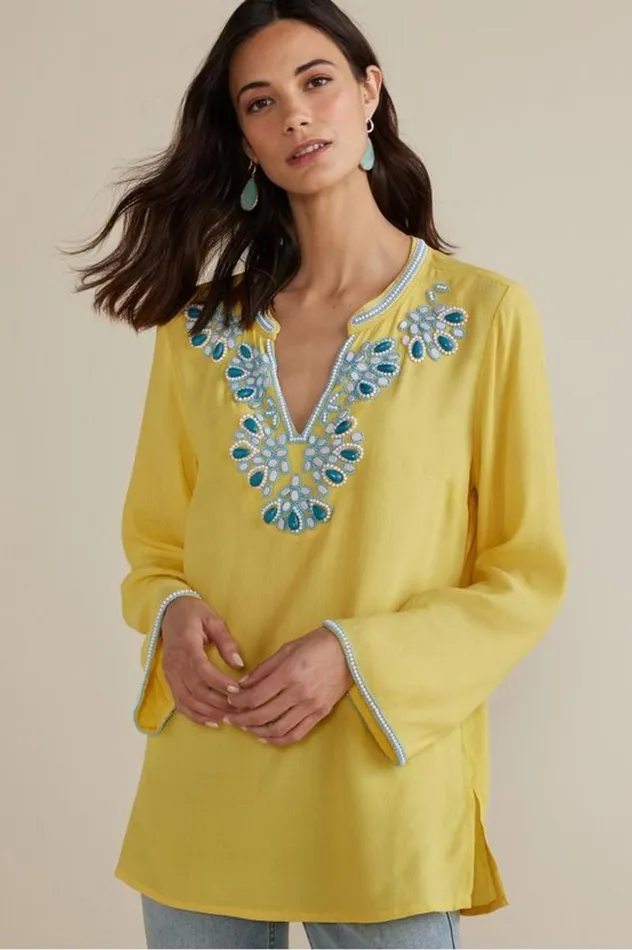 Women Soraya Embellished Tunic Sunstruck Soft Surroundings Tops