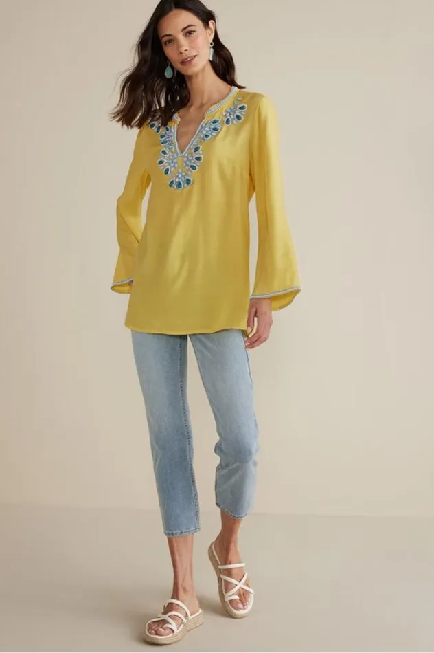 Women Soraya Embellished Tunic Sunstruck Soft Surroundings Tops Women Soraya Embellished Tunic Sunstruck Soft Surroundings Tops