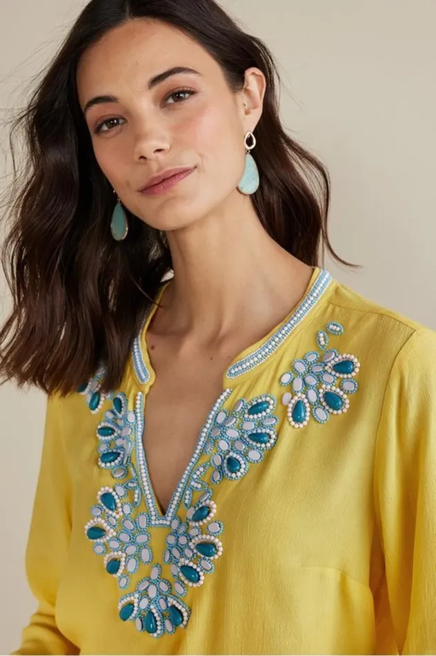 Women Soraya Embellished Tunic Sunstruck Soft Surroundings Tops Women Soraya Embellished Tunic Sunstruck Soft Surroundings Tops