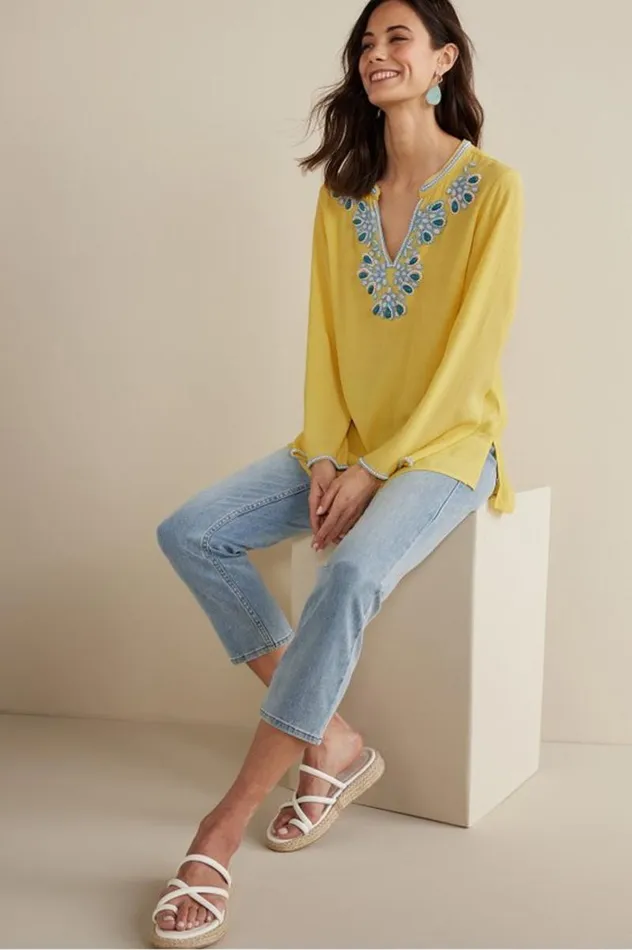 Women Soraya Embellished Tunic Sunstruck Soft Surroundings Tops Women Soraya Embellished Tunic Sunstruck Soft Surroundings Tops