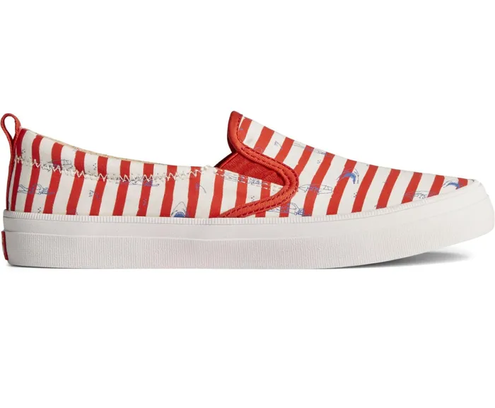 Women Sperry X JAWS Crest Twin Gore Stripe Slip On Sneaker Red Sperry Sneakers Women Sperry X JAWS Crest Twin Gore Stripe Slip On Sneaker Red Sperry Sneakers