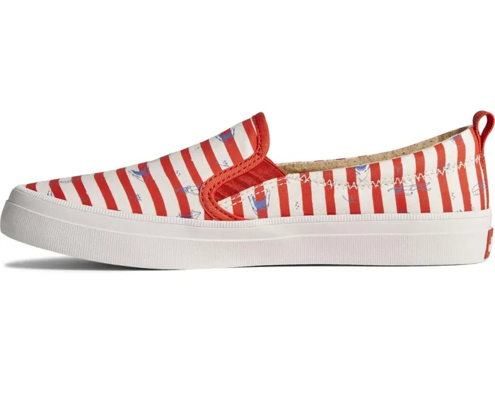Women Sperry X JAWS Crest Twin Gore Stripe Slip On Sneaker Red Sperry Sneakers Women Sperry X JAWS Crest Twin Gore Stripe Slip On Sneaker Red Sperry Sneakers