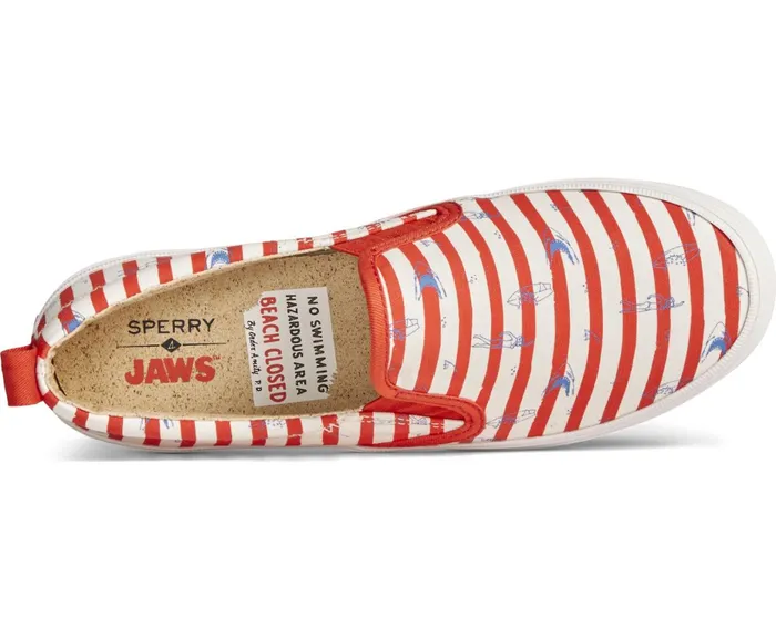 Women Sperry X JAWS Crest Twin Gore Stripe Slip On Sneaker Red Sperry Sneakers Women Sperry X JAWS Crest Twin Gore Stripe Slip On Sneaker Red Sperry Sneakers