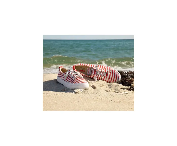 Women Sperry X JAWS Crest Vibe Stripe Sneaker Red Sperry Sneakers Women Sperry X JAWS Crest Vibe Stripe Sneaker Red Sperry Sneakers