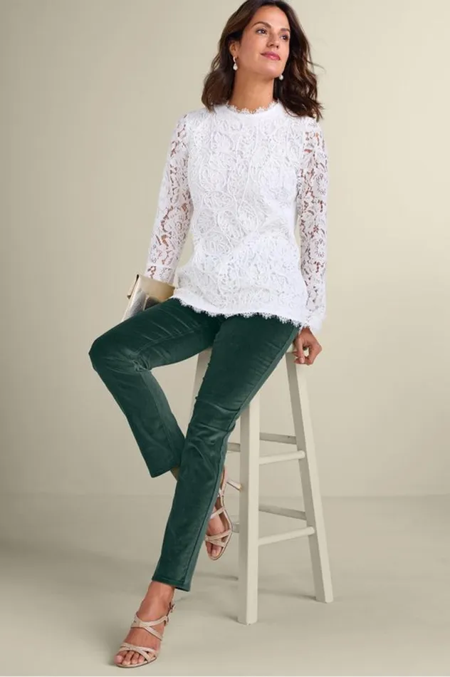 Women Sutton Velveteen PullOn Slim Leg Pants Pine Grove Soft Surroundings Pants