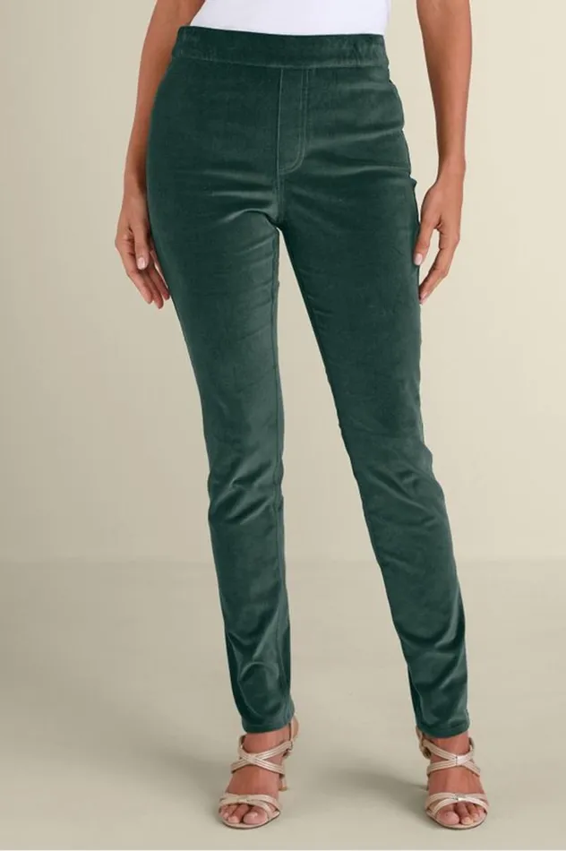 Women Sutton Velveteen PullOn Slim Leg Pants Pine Grove Soft Surroundings Pants Women Sutton Velveteen PullOn Slim Leg Pants Pine Grove Soft Surroundings Pants