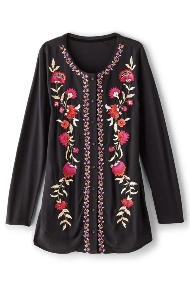 Women Talulla Embroidered Tunic Black Beauty Soft Surroundings Tops Women Talulla Embroidered Tunic Black Beauty Soft Surroundings Tops