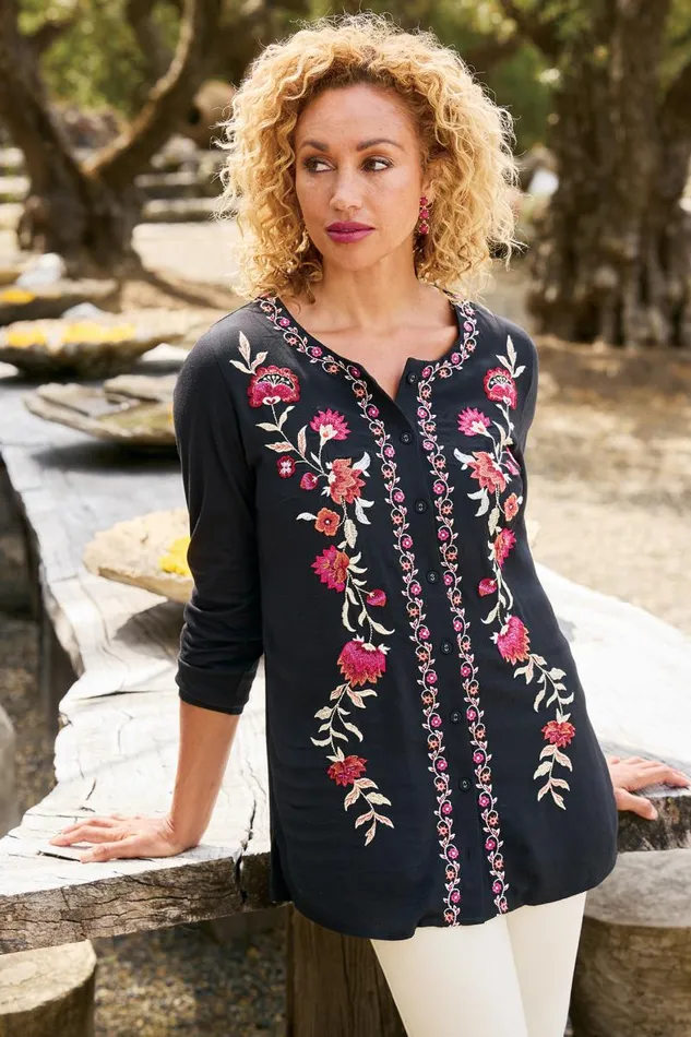 Women Talulla Embroidered Tunic Black Beauty Soft Surroundings Tops Women Talulla Embroidered Tunic Black Beauty Soft Surroundings Tops