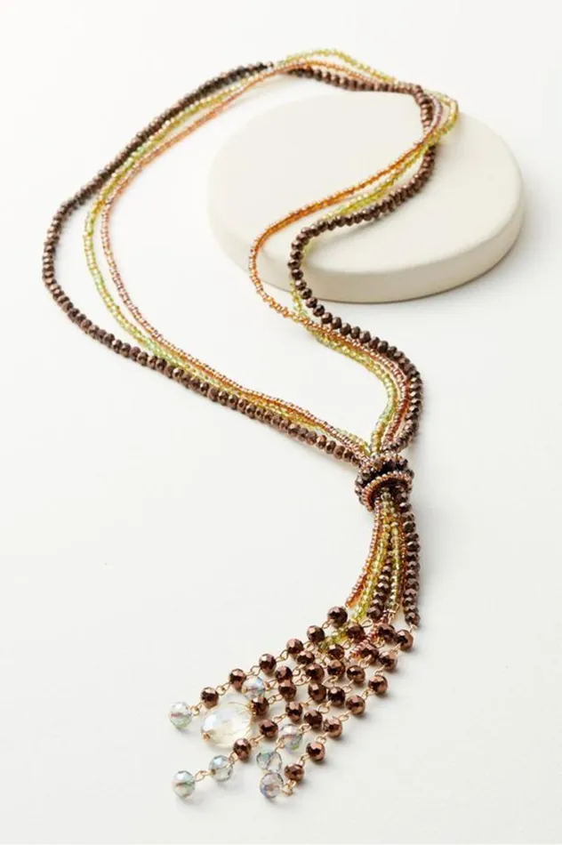Women Taylor Beaded Tassel Necklace Coffee Soft Surroundings Jewelry