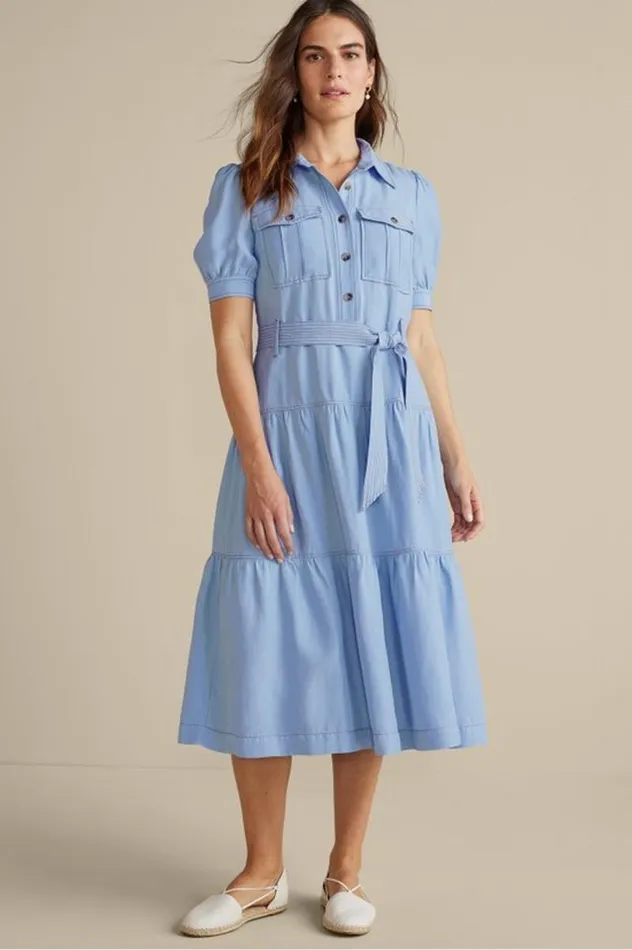 Women Tenley Midi Dress Light Denim Soft Surroundings Dresses