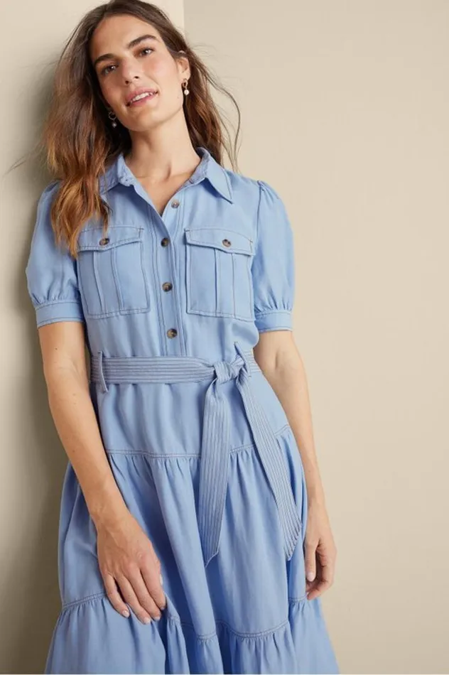 Women Tenley Midi Dress Light Denim Soft Surroundings Dresses Women Tenley Midi Dress Light Denim Soft Surroundings Dresses