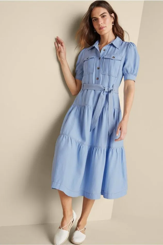 Women Tenley Midi Dress Light Denim Soft Surroundings Dresses Women Tenley Midi Dress Light Denim Soft Surroundings Dresses