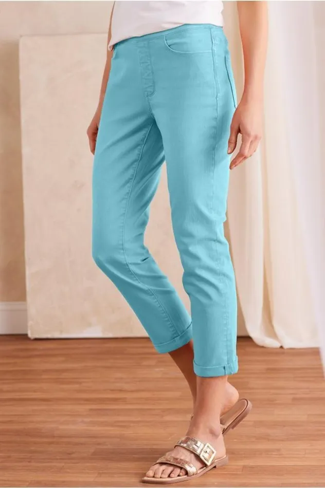 Women The Ultimate Denim PullOn Crop White Soft Surroundings Jeans Women The Ultimate Denim PullOn Crop White Soft Surroundings Jeans