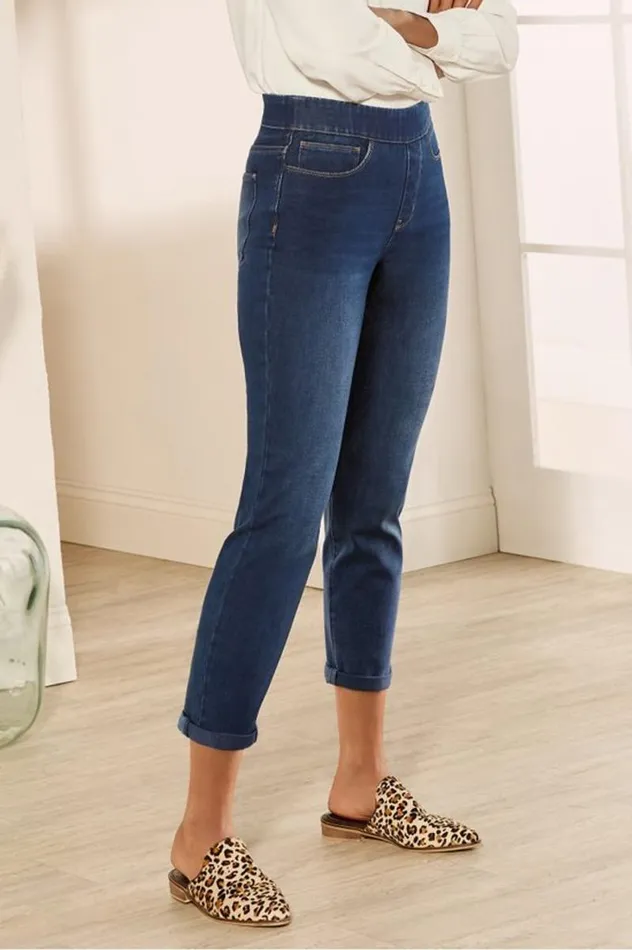 Women The Ultimate Denim PullOn Crop White Soft Surroundings Jeans Women The Ultimate Denim PullOn Crop White Soft Surroundings Jeans