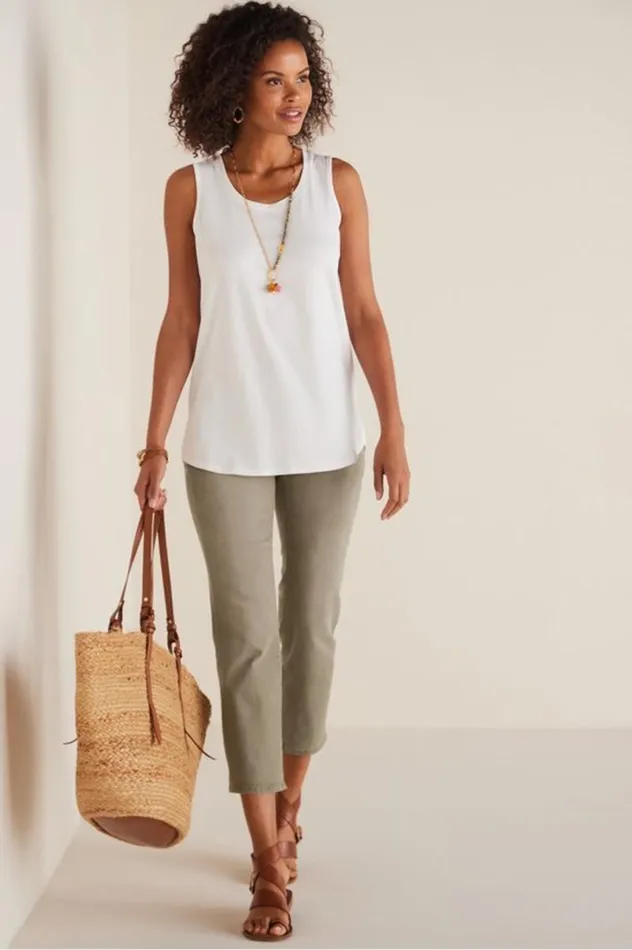 Women The Ultimate Denim PullOn Crop White Soft Surroundings Jeans Women The Ultimate Denim PullOn Crop White Soft Surroundings Jeans