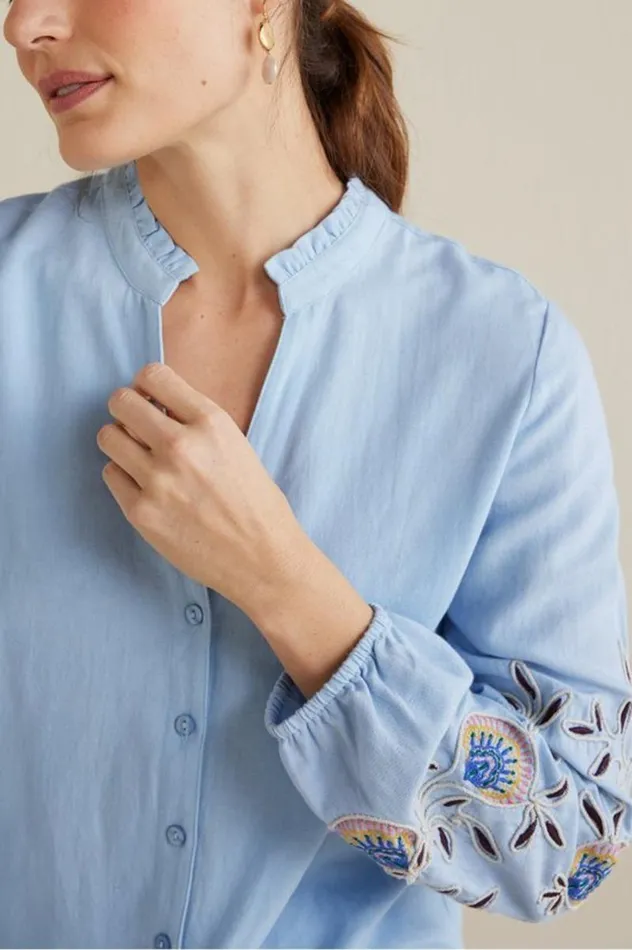 Women Titania Embroidered Top Chambray Blue Soft Surroundings Tops Women Titania Embroidered Top Chambray Blue Soft Surroundings Tops