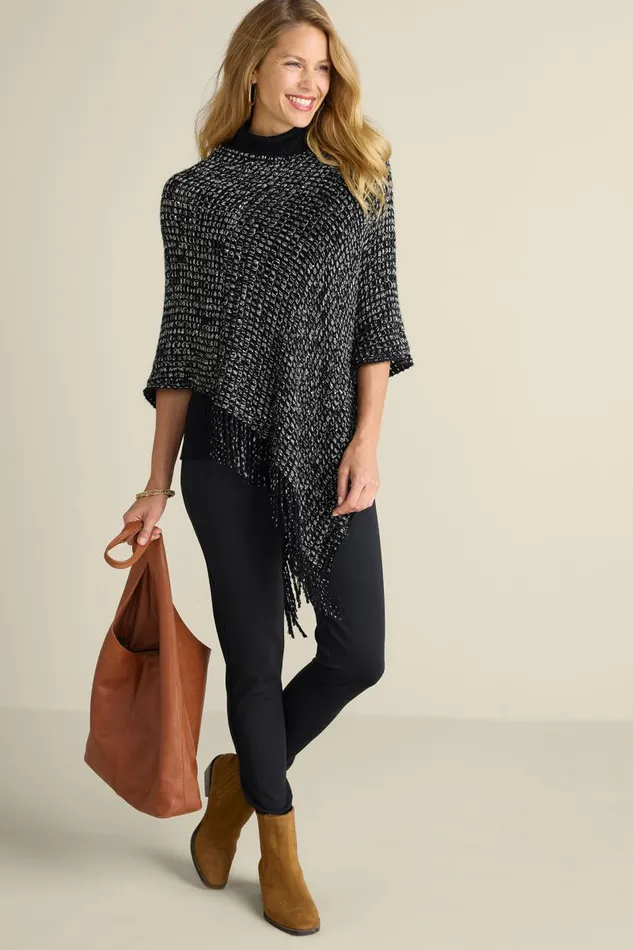 Women Touch Of Sparkle Poncho Oatmeal Soft Surroundings Toppers Women Touch Of Sparkle Poncho Oatmeal Soft Surroundings Toppers