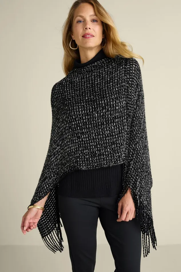 Women Touch Of Sparkle Poncho Oatmeal Soft Surroundings Toppers Women Touch Of Sparkle Poncho Oatmeal Soft Surroundings Toppers