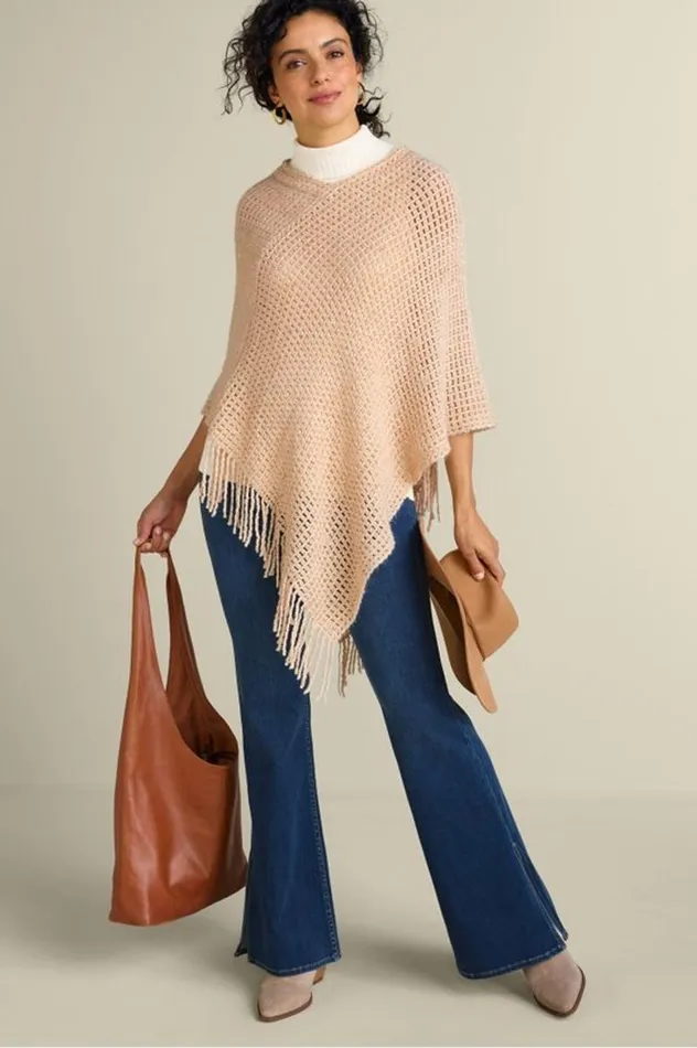 Women Touch Of Sparkle Poncho Oatmeal Soft Surroundings Toppers Women Touch Of Sparkle Poncho Oatmeal Soft Surroundings Toppers