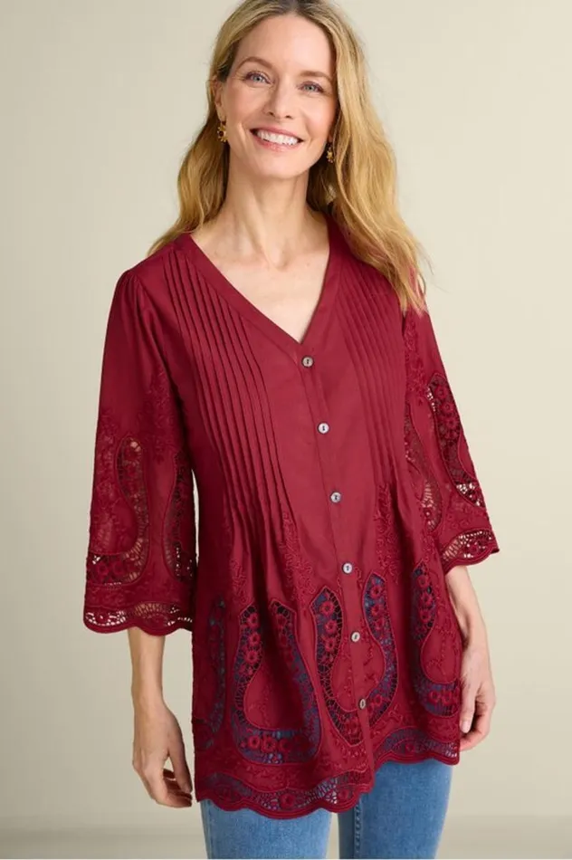 Women Trella Eyelet Top White Soft Surroundings Tops