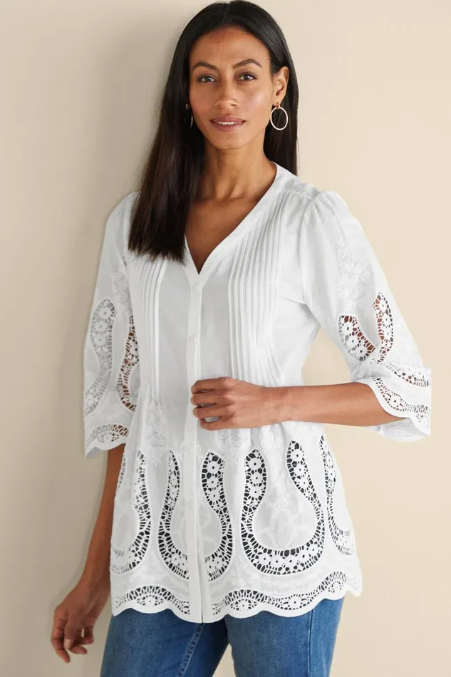 Women Trella Eyelet Top White Soft Surroundings Tops Women Trella Eyelet Top White Soft Surroundings Tops