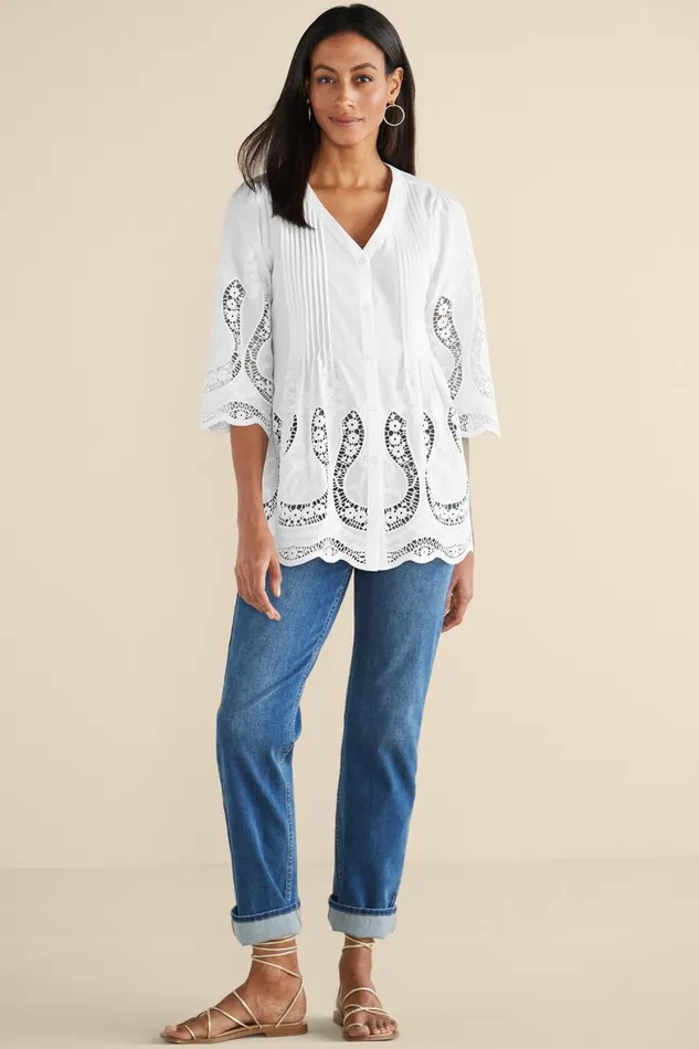 Women Trella Eyelet Top White Soft Surroundings Tops Women Trella Eyelet Top White Soft Surroundings Tops