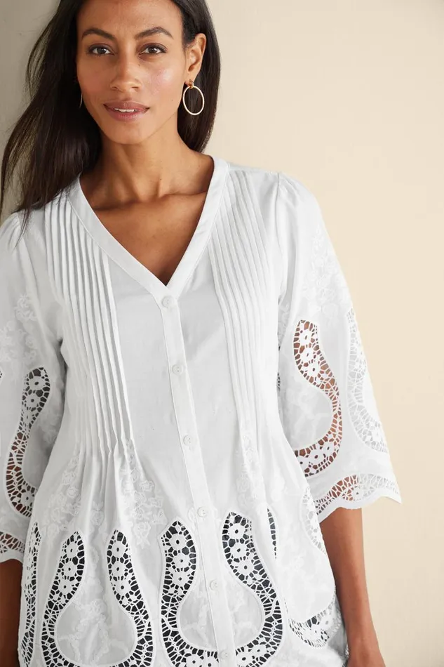 Women Trella Eyelet Top White Soft Surroundings Tops Women Trella Eyelet Top White Soft Surroundings Tops