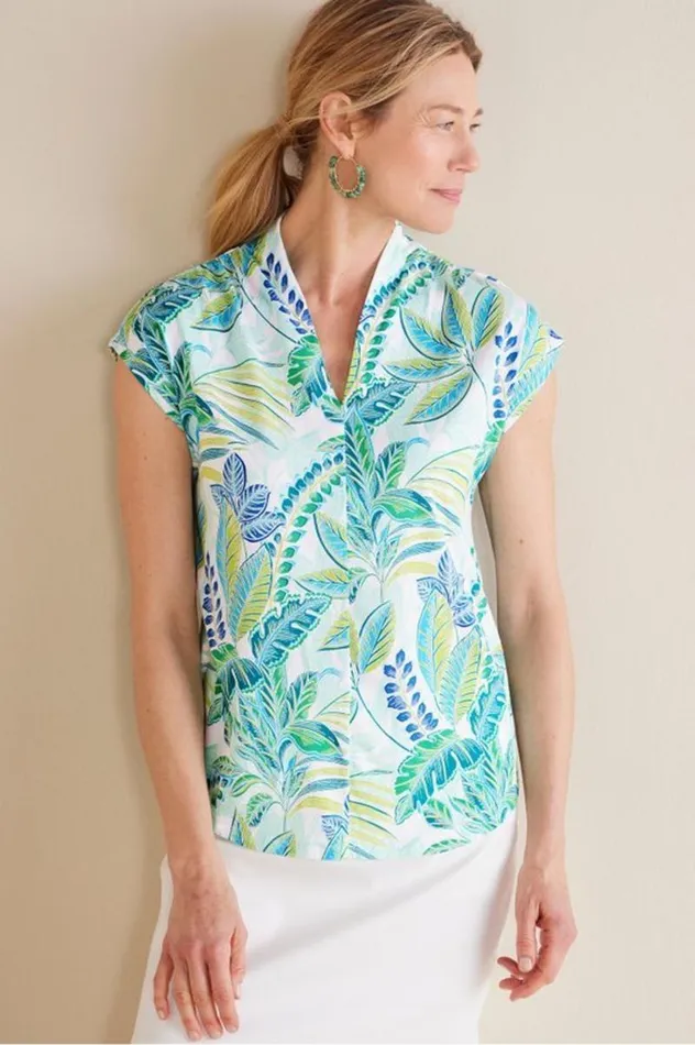 Women Twilight Luau Printed Tunic Brazilian Palm Small Soft Surroundings Tops Women Twilight Luau Printed Tunic Brazilian Palm Small Soft Surroundings Tops