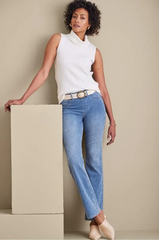 Women Ultimate Denim PullOn Bootcut Jeans Black Soft Surroundings Jeans