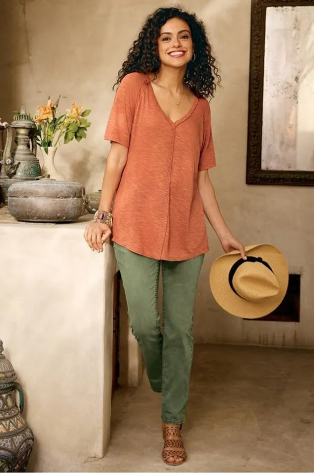 Women Ultimate Denim PullOn Slim Leg Jeans Red Ochre Soft Surroundings Jeans Women Ultimate Denim PullOn Slim Leg Jeans Red Ochre Soft Surroundings Jeans