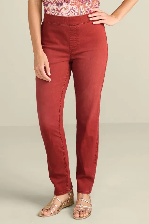 Women Ultimate Denim PullOn Slim Leg Jeans Red Ochre Soft Surroundings Jeans Women Ultimate Denim PullOn Slim Leg Jeans Red Ochre Soft Surroundings Jeans