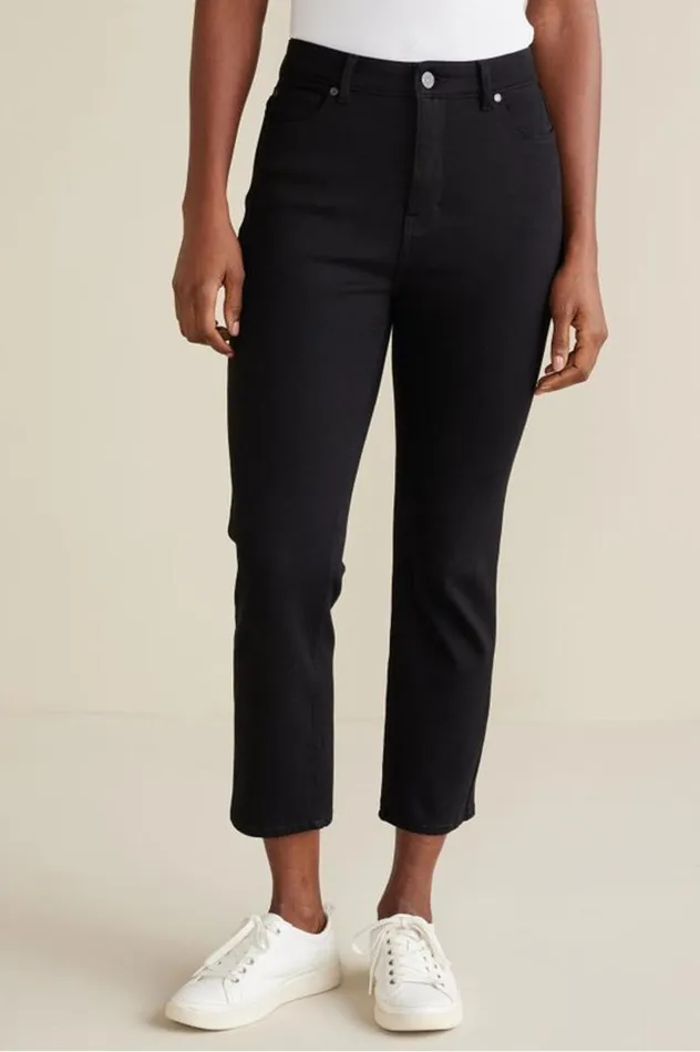 Women Ultimate Denim Slim Leg Crop Jeans Black Soft Surroundings Jeans