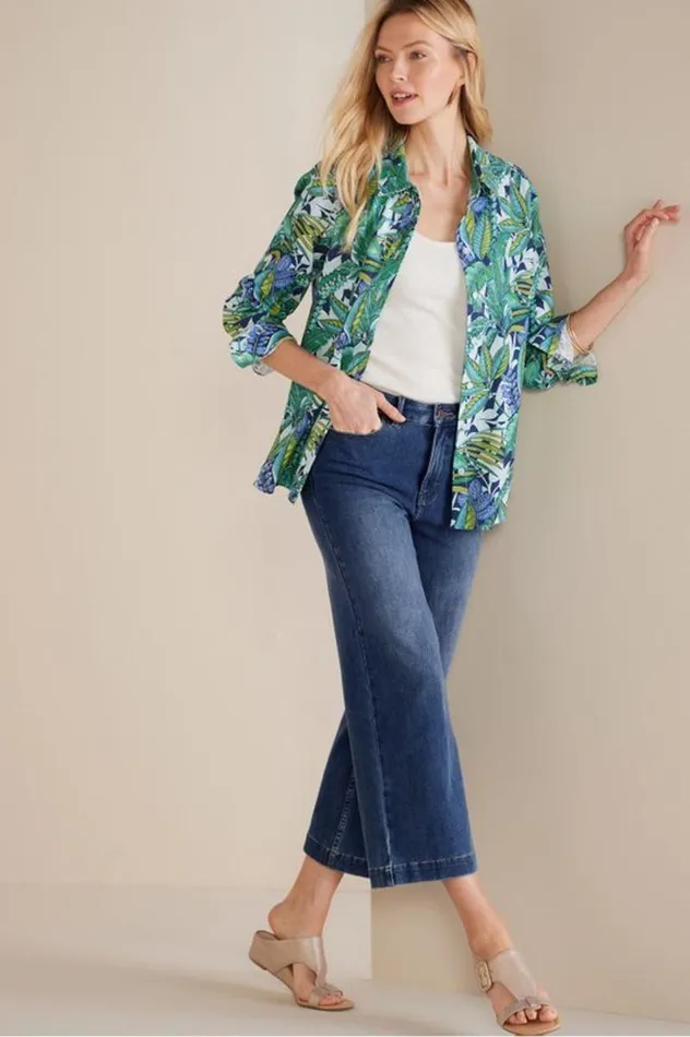 Women Ultimate Denim Wide Leg Crop Jeans Mirror Lake Wash Soft Surroundings Jeans Women Ultimate Denim Wide Leg Crop Jeans Mirror Lake Wash Soft Surroundings Jeans
