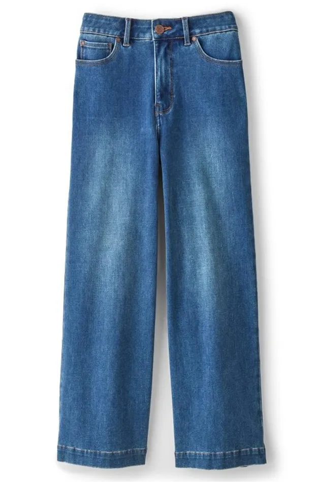 Women Ultimate Denim Wide Leg Crop Jeans Mirror Lake Wash Soft Surroundings Jeans Women Ultimate Denim Wide Leg Crop Jeans Mirror Lake Wash Soft Surroundings Jeans