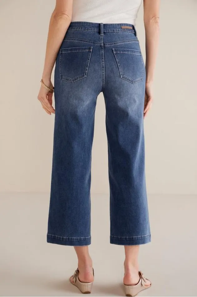 Women Ultimate Denim Wide Leg Crop Jeans Mirror Lake Wash Soft Surroundings Jeans Women Ultimate Denim Wide Leg Crop Jeans Mirror Lake Wash Soft Surroundings Jeans