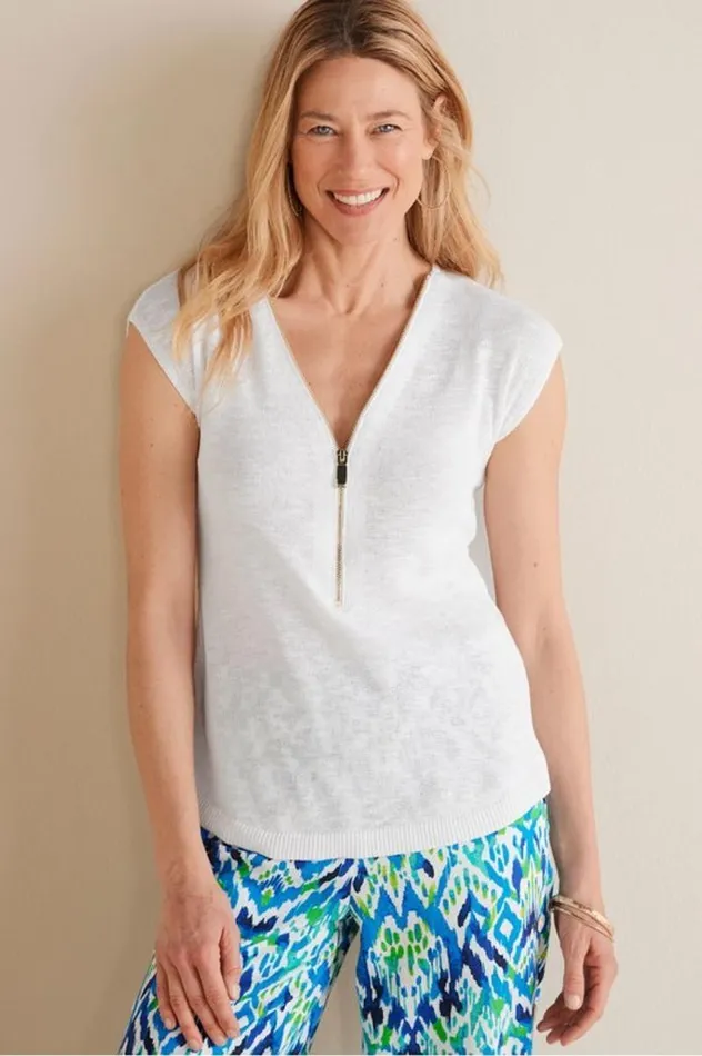 Women Valentina Short Sleeve Sweater White Soft Surroundings Tops