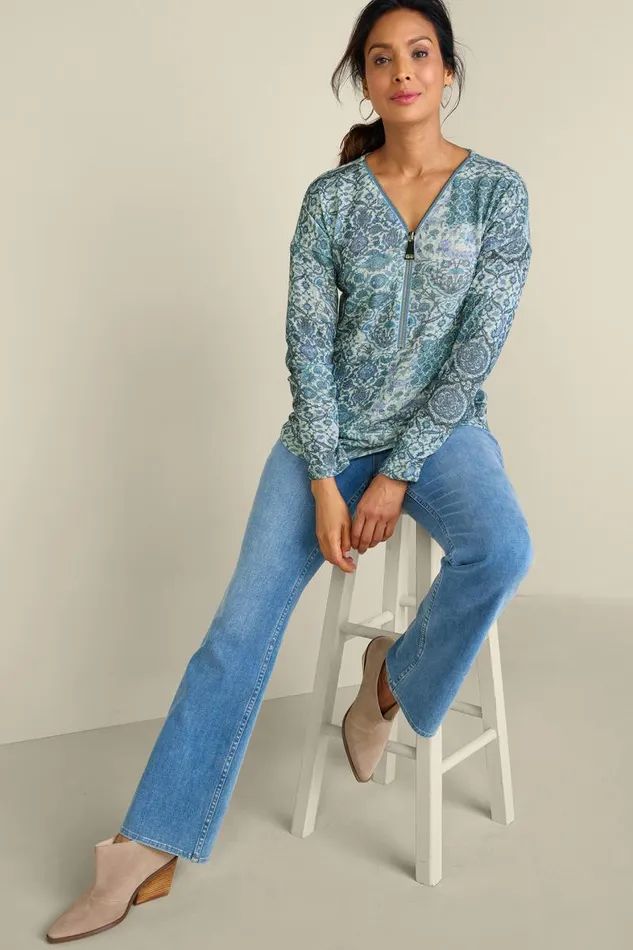 Women Valentina Zip Sweater Sangria Red Soft Surroundings Tops Women Valentina Zip Sweater Sangria Red Soft Surroundings Tops