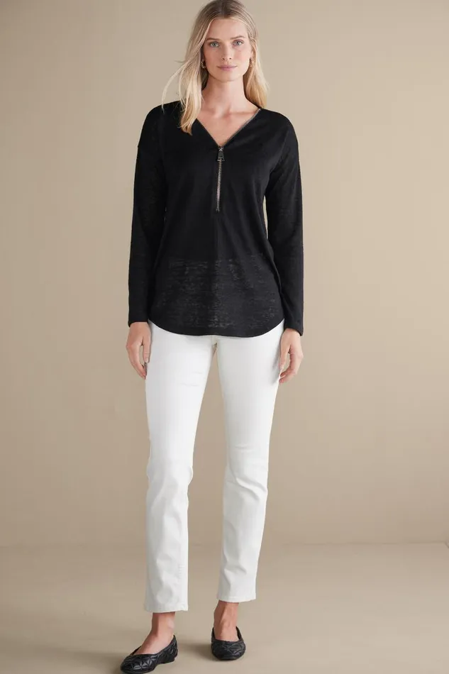 Women Valentina Zip Sweater Sangria Red Soft Surroundings Tops Women Valentina Zip Sweater Sangria Red Soft Surroundings Tops