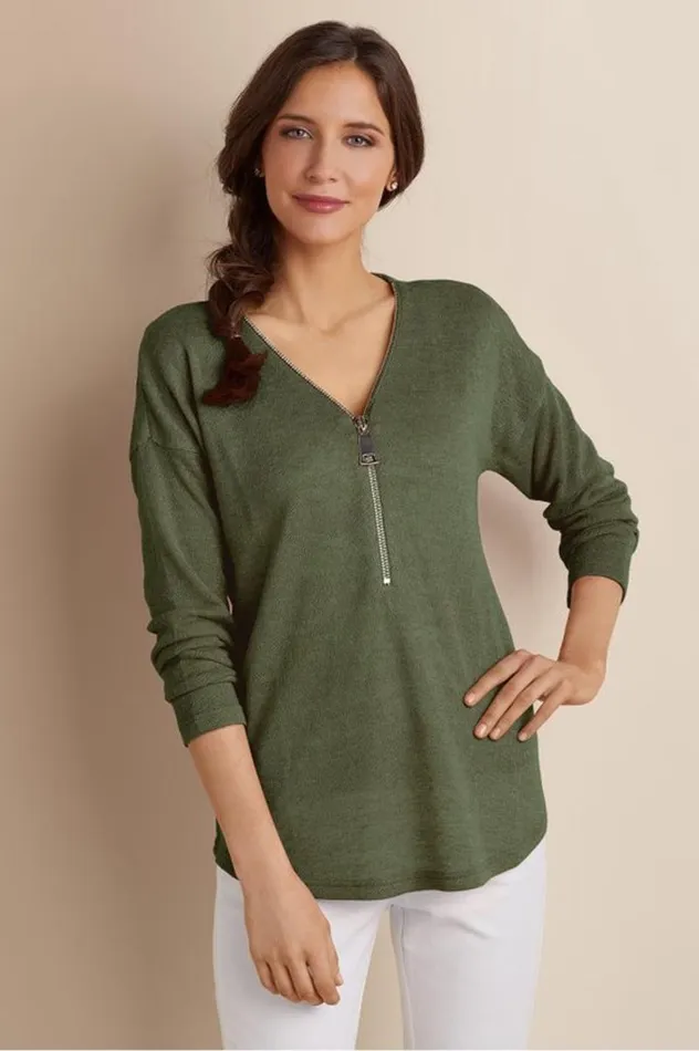 Women Valentina Zip Sweater Sangria Red Soft Surroundings Tops Women Valentina Zip Sweater Sangria Red Soft Surroundings Tops