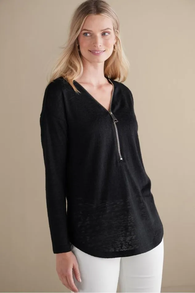 Women Valentina Zip Sweater Sangria Red Soft Surroundings Tops Women Valentina Zip Sweater Sangria Red Soft Surroundings Tops