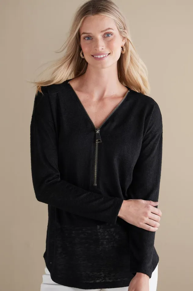 Women Valentina Zip Sweater Sangria Red Soft Surroundings Tops Women Valentina Zip Sweater Sangria Red Soft Surroundings Tops