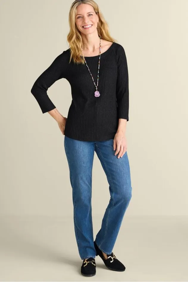 Women Veda Rib Top Washed Black Soft Surroundings Tops Women Veda Rib Top Washed Black Soft Surroundings Tops