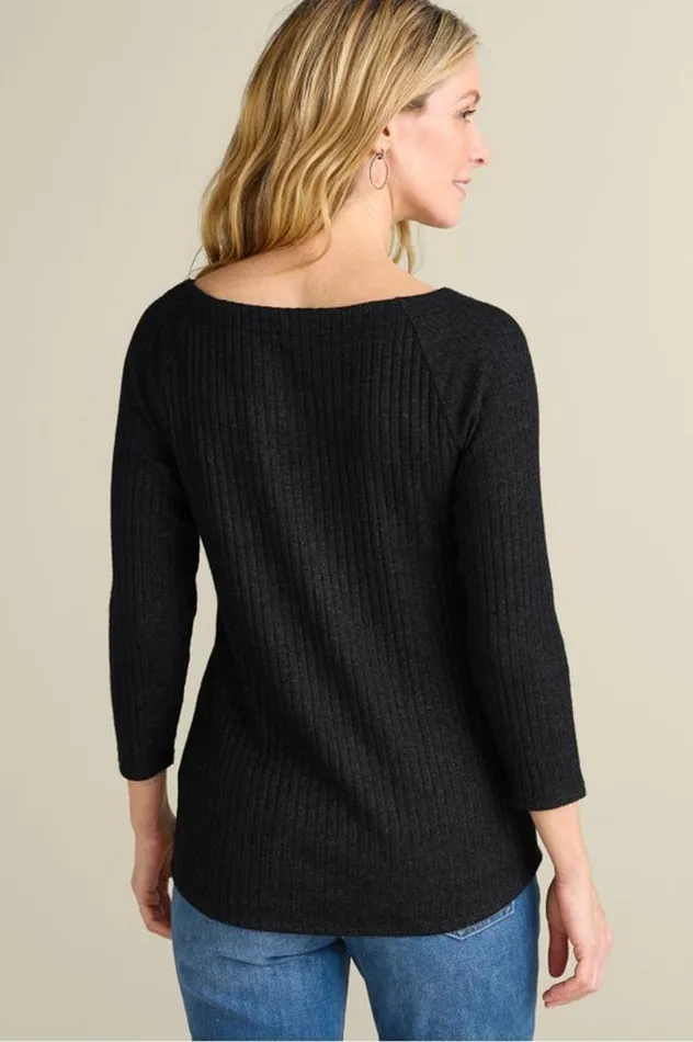 Women Veda Rib Top Washed Black Soft Surroundings Tops Women Veda Rib Top Washed Black Soft Surroundings Tops