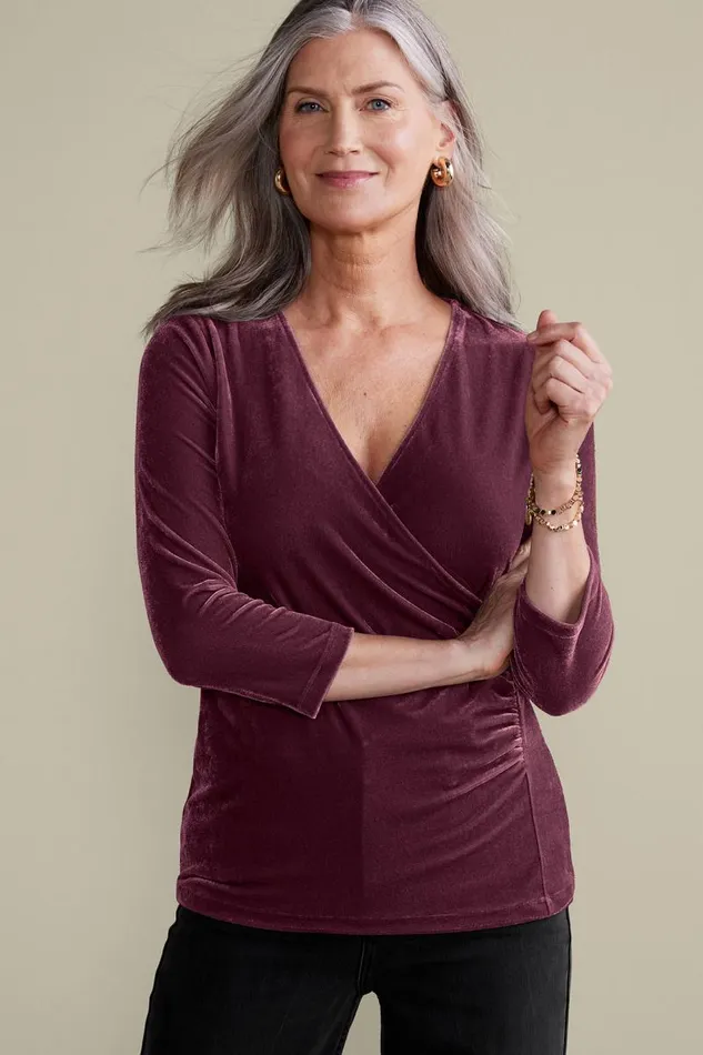 Women Velvet Alyssa Knit Top Sunset Purple Soft Surroundings Tops Women Velvet Alyssa Knit Top Sunset Purple Soft Surroundings Tops